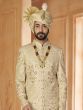 Golden Men's Wear Thread Embroidered Sherwani Set