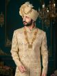 Golden Sequin Embroidered Men's Sherwani With Stole