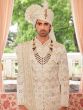 Off White Readymade Embroidered Groom's Sherwani