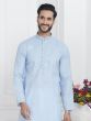 Light Blue Casual Kurta Pyjama For Mens In Cotton