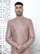 Mauve Pink Silk Sherwani For Mens In Asymmetric Pattern