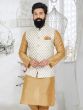 White Mens Waistcoat Jacket In Jacquard Silk 