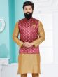 Ruby Red Mens Wear Nehru Jacket In Woven Silk