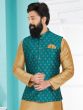 Rama Green Banaras Silk Mens Nehru Jacket