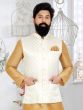 White Festive Mens Wear Jacket In Silk Weaving