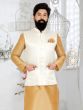 White Festive Mens Wear Jacket In Silk Weaving