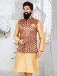 Burnt Brown Mens Nehru Jacket In Banarasi Silk