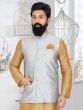 Light Grey Festive Wear Mens Waistcoat Jacket