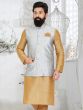 Light Grey Festive Wear Mens Waistcoat Jacket