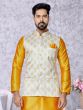 White Mens Nehru Jacket In Traditional Block Weaving