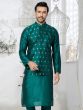 Rama Green Brocade Silk Mens Waistcoat Jacket