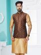 Dark Brown Mens Silk Woven Nehru Jacket