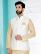 Plain White Modi Jacket For Mens In Silk