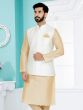 Plain White Modi Jacket For Mens In Silk