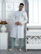 Shell White Mens Wedding Wear Indowestern Sherwani In Sequin Embroidery