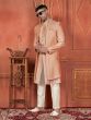 Light Peach Folded Lapel Embroidered Indowestern Sherwani