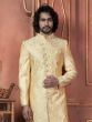 Yellow Bandhagala Pattern Indowestern Sherwani Set For Mens