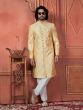 Yellow Bandhagala Pattern Indowestern Sherwani Set For Mens