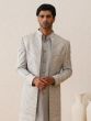 Silver White Indowestern Sherwani For Mens With Embroidered Jacket