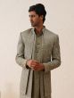 Olive Green Heavy Resham Embroidered In Double Layer Pattern