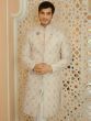 Off White Mens Wedding Wear Sherwani Set In Heavy Embroidery 