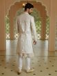 Off White Anarkali Style Mens Wedding Wear Sherwani Set