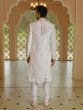 Blush White Wedding Wear Mens Sherwani Set In Heavy Embroidery