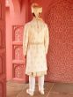 Ivory Cream Anarkali Style Mens Sherwani Set In Floral Embroidery