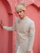 Creamy White Heavy Embroidered Menswear Embroidered Sherwani Set