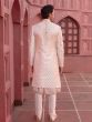 Blush Pink Heavy Thread Embroiderey Mens Sherwani With Kurta 