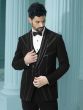 Black Mens Metallic Stip Enhanced Three Piece Tuxedo Suit