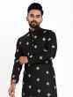 Black Festive Wear Mens Kurta Pyjama Set In Cotton