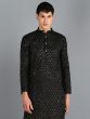 Black Readymade Kurta Pyjama Set In Cotton With Sequin Embroidery