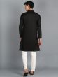 Black Readymade Kurta Pyjama Set In Cotton With Sequin Embroidery