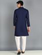 Blue Cotton Kurta Pyjama Set For Mens In Sequins Embroidered