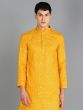 Yellow Sequins Embellished Readymade Kurta Pyjama In Cotton