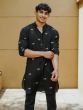 Black Mens Readymade Festive Kurta Set With Pyjama