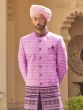 Purple Traditional Designed Men Indwestern Set In Silk