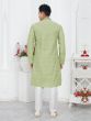 Olive Green Readymade Mens Kurta Pyjama Set In Jacquard