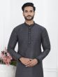 Charcoal Grey Casual Kurta Pyjama Set For Mens