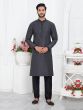 Charcoal Grey Casual Kurta Pyjama Set For Mens