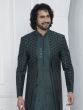 Dark Green Three Layered Mens Embroidered Indowestern