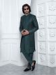 Dark Green Three Layered Mens Embroidered Indowestern