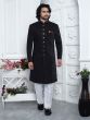 Black Mens Emroidered Velvet Indowestern Set