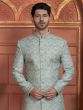 Sage Green Mens Achkan Style Indowestern Set