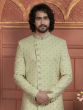 Olive Green Stone Enhanced Mens Indowestern Set