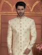 Cream Mens Embroidered Achkan Style Indowestern