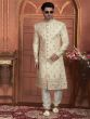 Cream Mens Embroidered Achkan Style Indowestern