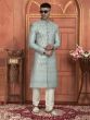 Soft Blue Sequins Enhanced Mens Indowestern Set