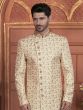 Cream Embroidered Achkan Style Indowestern Set